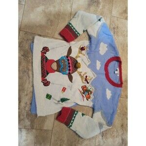 Silly Ugly Christmas Sweater Reindeer Festive Holiday Funny Women's Medium